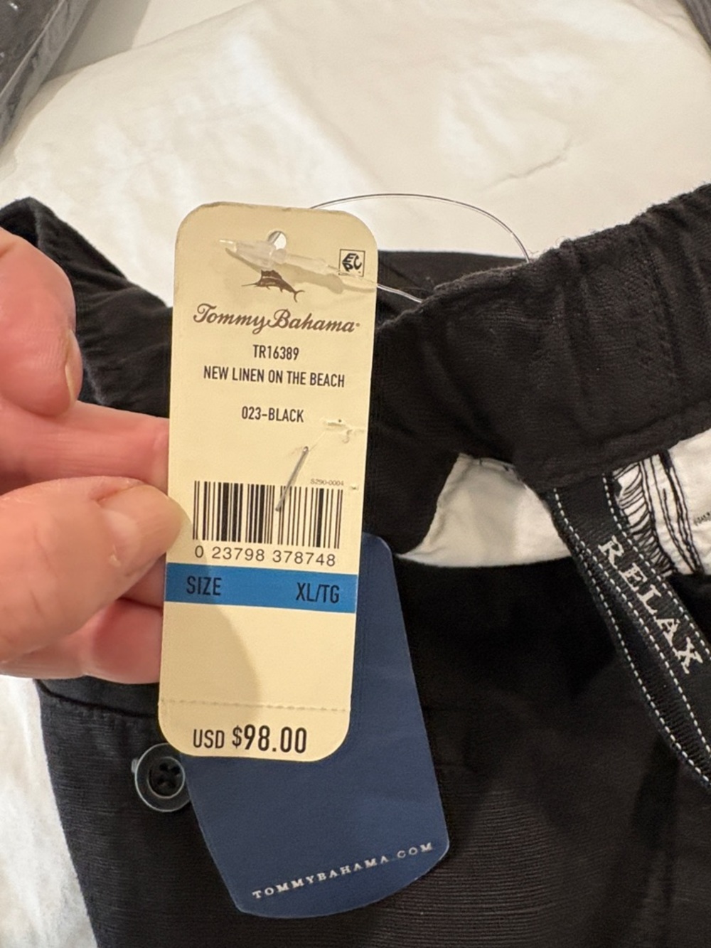 Men's Tommy Bahama Black Linen Casual Pants - Picture 4 of 6